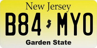 NJ license plate B84MYO
