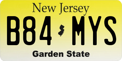 NJ license plate B84MYS