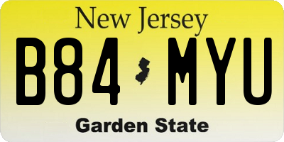 NJ license plate B84MYU