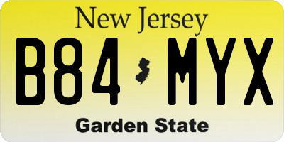 NJ license plate B84MYX