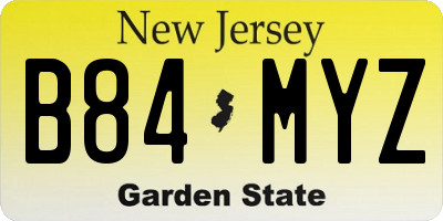 NJ license plate B84MYZ