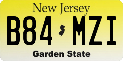 NJ license plate B84MZI