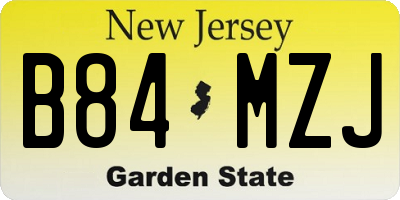 NJ license plate B84MZJ