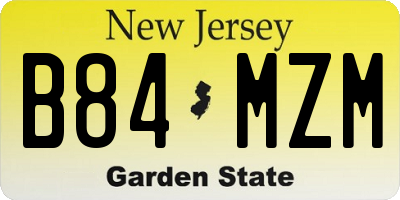 NJ license plate B84MZM