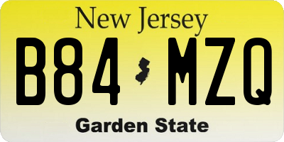 NJ license plate B84MZQ