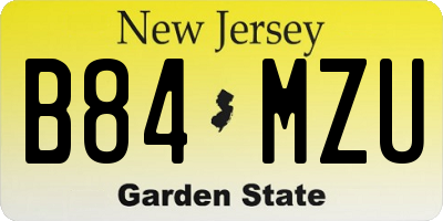 NJ license plate B84MZU