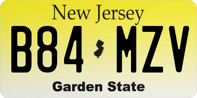 NJ license plate B84MZV
