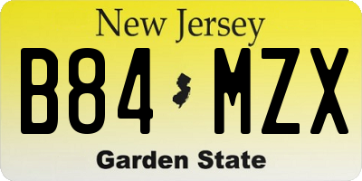NJ license plate B84MZX