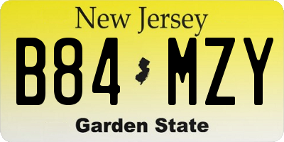 NJ license plate B84MZY