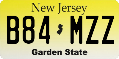 NJ license plate B84MZZ