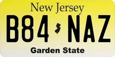 NJ license plate B84NAZ