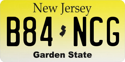 NJ license plate B84NCG