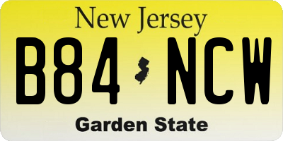 NJ license plate B84NCW