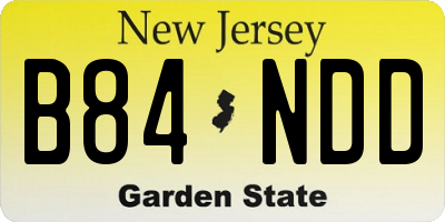 NJ license plate B84NDD