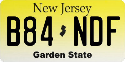 NJ license plate B84NDF