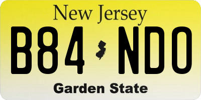 NJ license plate B84NDO