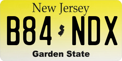 NJ license plate B84NDX