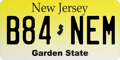 NJ license plate B84NEM