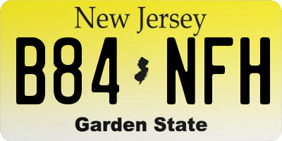 NJ license plate B84NFH