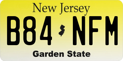 NJ license plate B84NFM