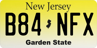 NJ license plate B84NFX
