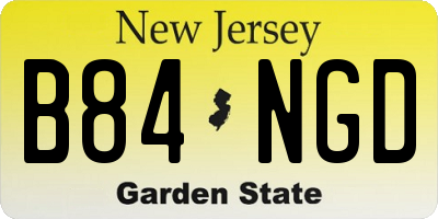 NJ license plate B84NGD