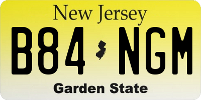NJ license plate B84NGM