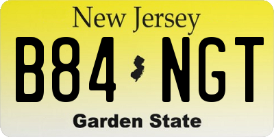 NJ license plate B84NGT