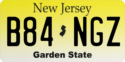 NJ license plate B84NGZ