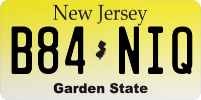 NJ license plate B84NIQ