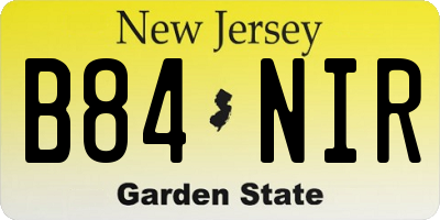 NJ license plate B84NIR