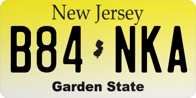 NJ license plate B84NKA
