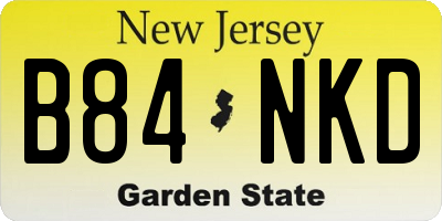 NJ license plate B84NKD