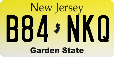 NJ license plate B84NKQ