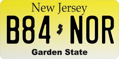 NJ license plate B84NOR