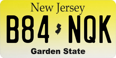 NJ license plate B84NQK