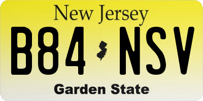 NJ license plate B84NSV
