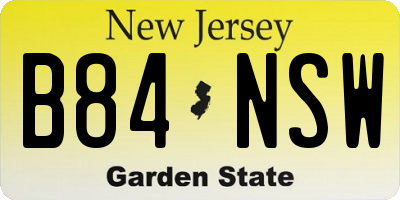 NJ license plate B84NSW