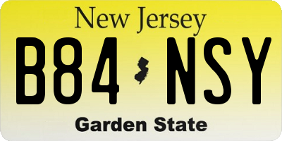 NJ license plate B84NSY