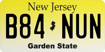 NJ license plate B84NUN