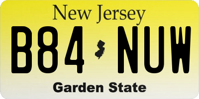 NJ license plate B84NUW