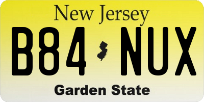 NJ license plate B84NUX