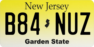 NJ license plate B84NUZ