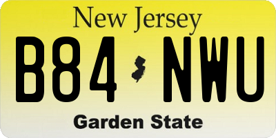 NJ license plate B84NWU