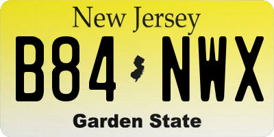 NJ license plate B84NWX