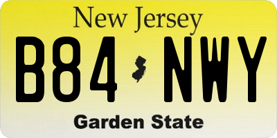 NJ license plate B84NWY