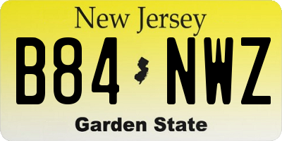 NJ license plate B84NWZ