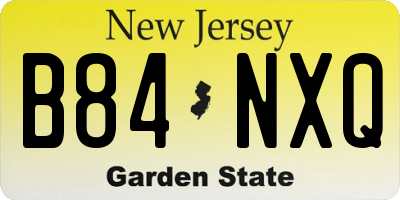 NJ license plate B84NXQ