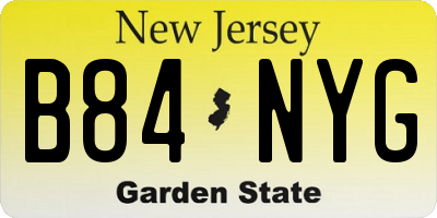 NJ license plate B84NYG