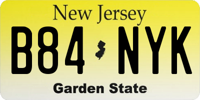 NJ license plate B84NYK